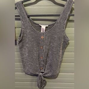 Caution in the Wind black/white striped tank top size small